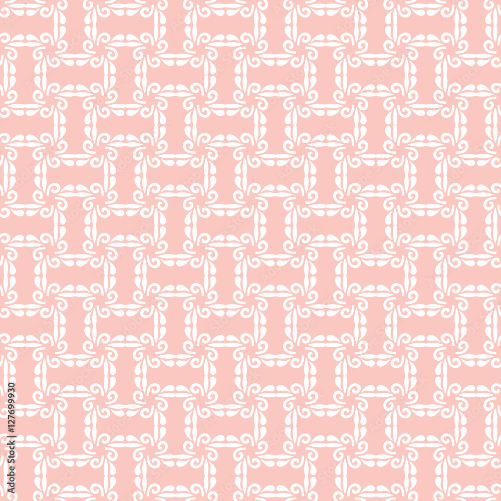 Seamless ornament. Modern geometric pattern with repeating elements. Pink and white pattern Seamless ornament. Modern geometric pattern with repeating elements. Pink and white pattern