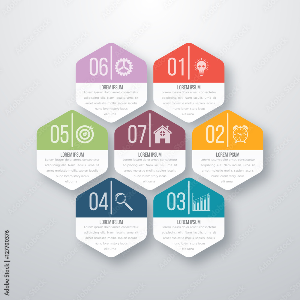 Vector illustration infographics seven hexagons Vector illustration infographics seven hexagons