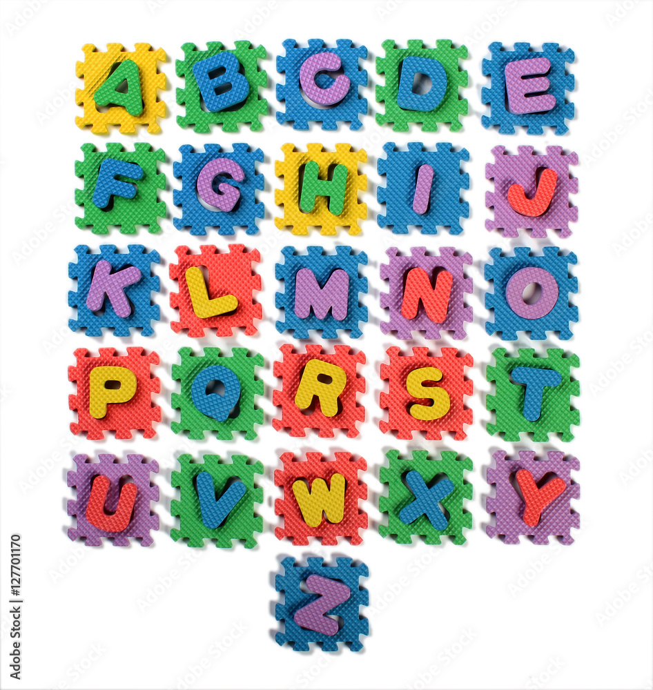 Cut out letters of toy plastic alphabet Cut out letters of toy plastic alphabet