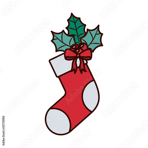 ornament Christmas boots with leaves vector illustration