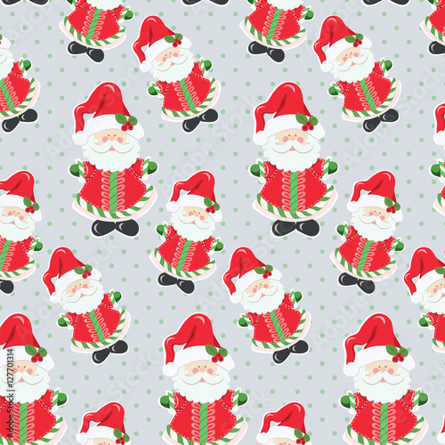 Happy Santa Claus pattern retro