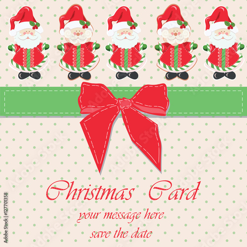 Santa Claus Christmas Invitation retro dotted background