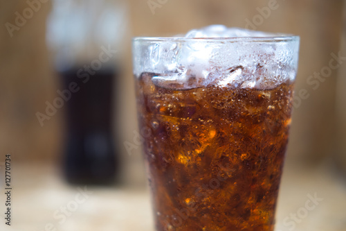 close up soft drink with ice