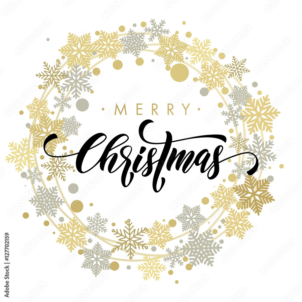 Golden text for Merry Christmas card