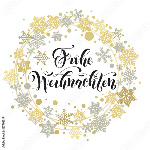 German Merry Christmas text. Weihnachten greeting card