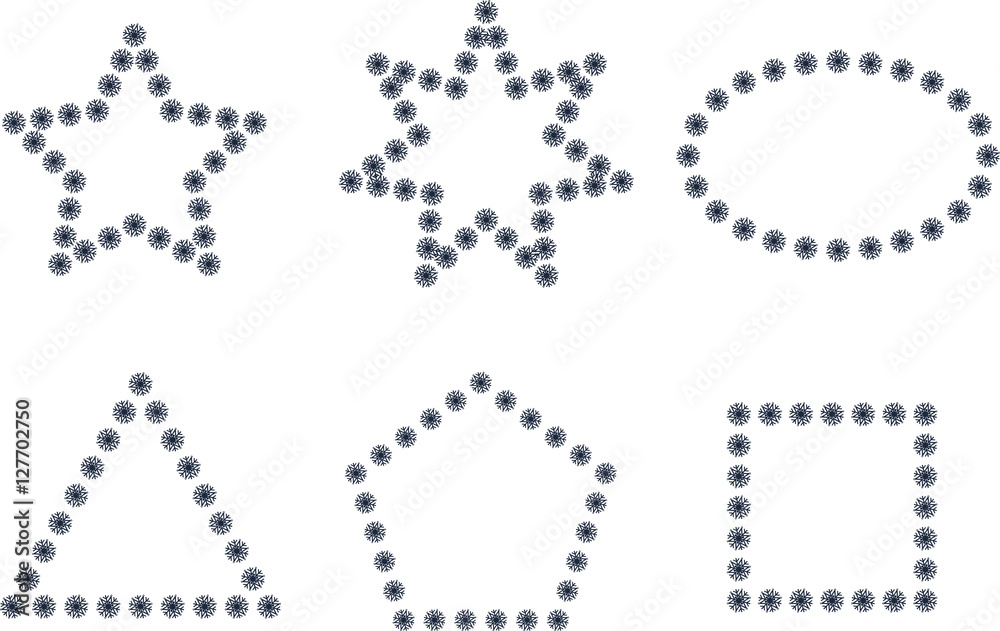 Decoration with various shapes on white background