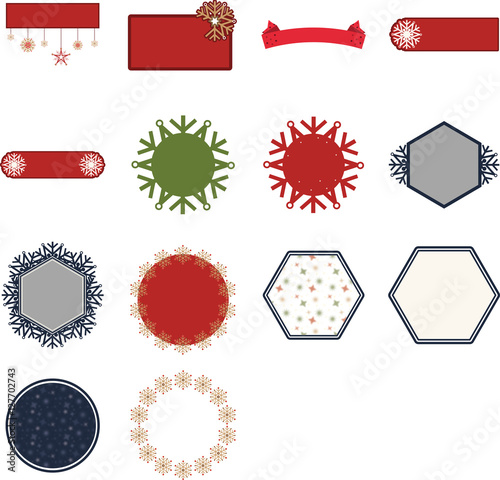 Various types of christmas decoration on white background