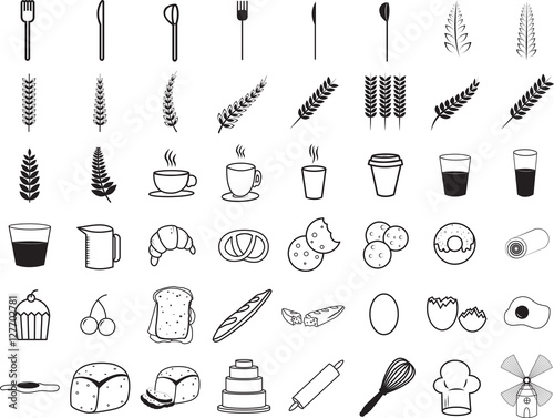 Various breakfast vector signs