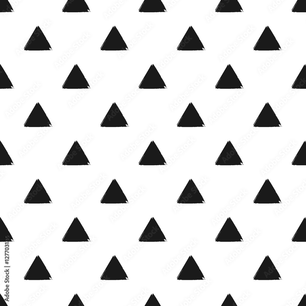 Geometric seamless pattern of grunge black triangle, hand painted seamless background of monochrome trigon, vector design textile, wallpaper, web design, wrapping, fabric, paper Geometric seamless pattern of grunge black triangle, hand painted seamless background of monochrome trigon, vector design textile, wallpaper, web design, wrapping, fabric, paper