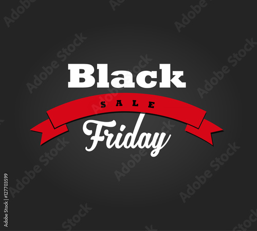 Black Friday hand made simple label with red color ribbon and Sa