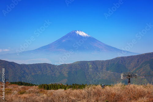 Mount Fuji. An active volcano and the highest mountain in Japan