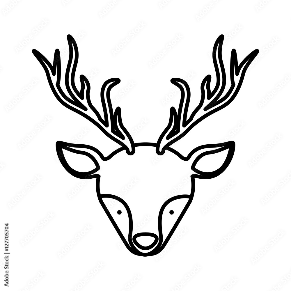 front face silhouette reindeer with horns vector illustration front face silhouette reindeer with horns vector illustration