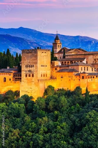 Obraz na płótnie Alhambra of Granada, Spain. Alhambra fortress at twilight. w salonie