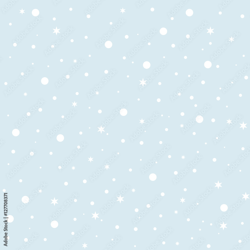 Falling snow  seamless pattern. White splash on blue background. Winter snowfall hand drawn spray texture.