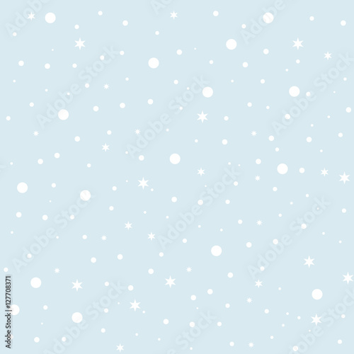 Falling snow  seamless pattern. White splash on blue background. Winter snowfall hand drawn spray texture.