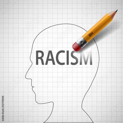 Pencil erases in the human head the word racism. Philanthropy an