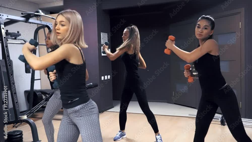 Female group aerobics exercise