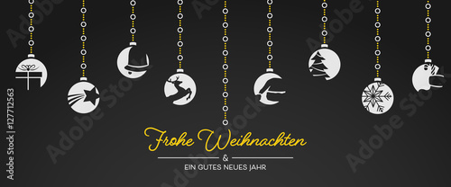 Weihnachtskarte mit Kugeln - Weiß/Gelb