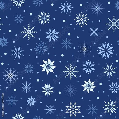 Slika na platnu Seamless Christmas pattern with snowflakes