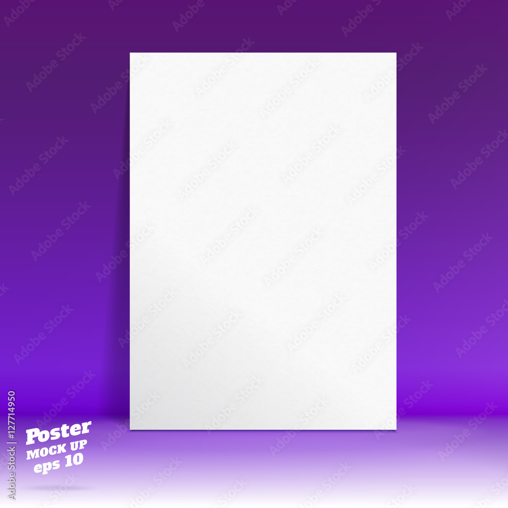Vector of White paper poster in white gradient to vivid purple s