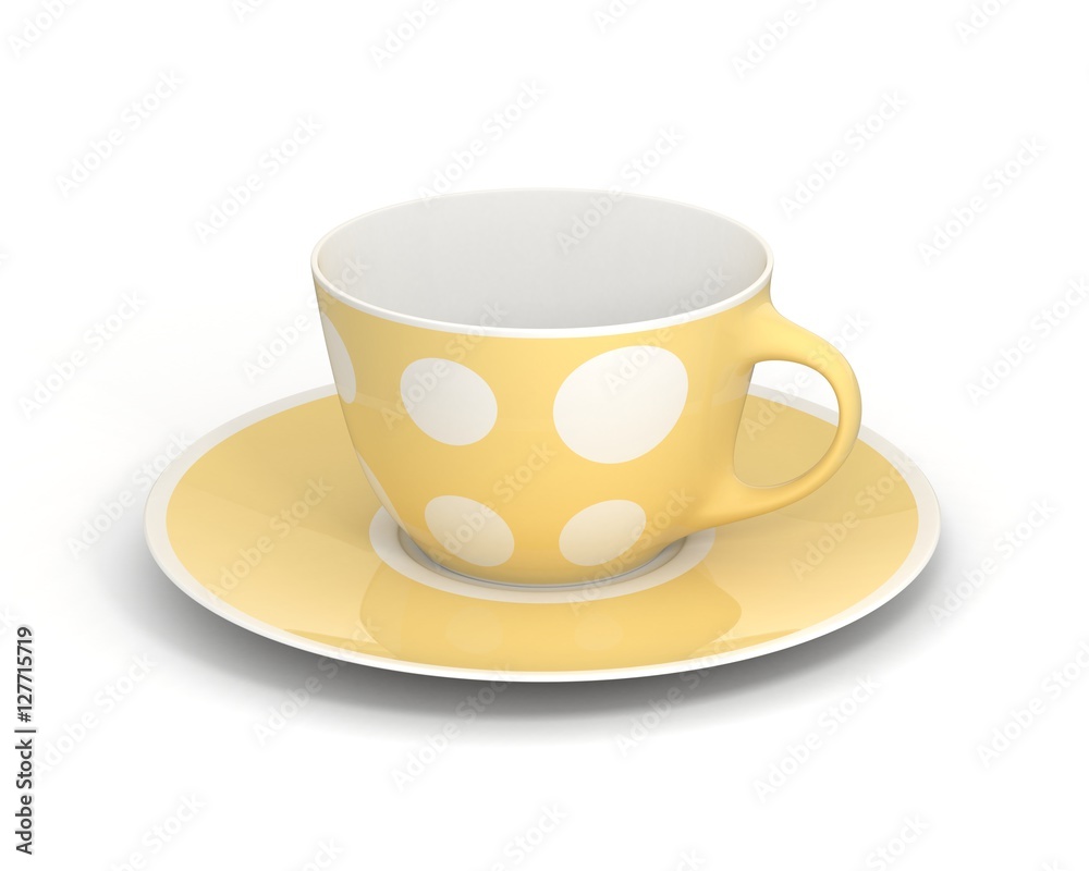 Obraz premium Isolated classic cup with pattern on white background. 3D Illustration.