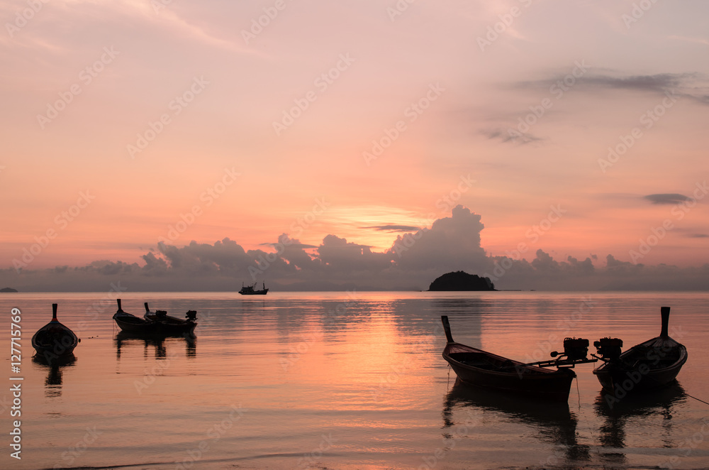 Fishing boats silhouette