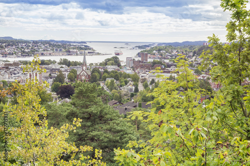 Panoramic view of an old town of Sandefjord city Norway photo