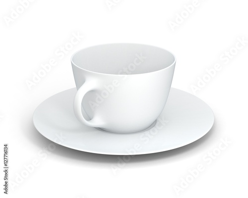 Isolated classic cup on white background. 3D Illustration.