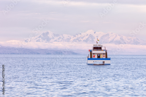 Boat on Lake Titicaca, Sun`s Island, La Paz, Bolivia