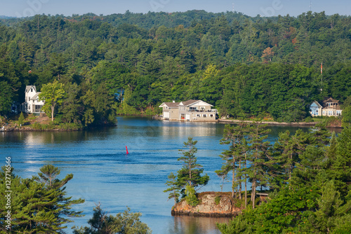 Cottages on lake shore