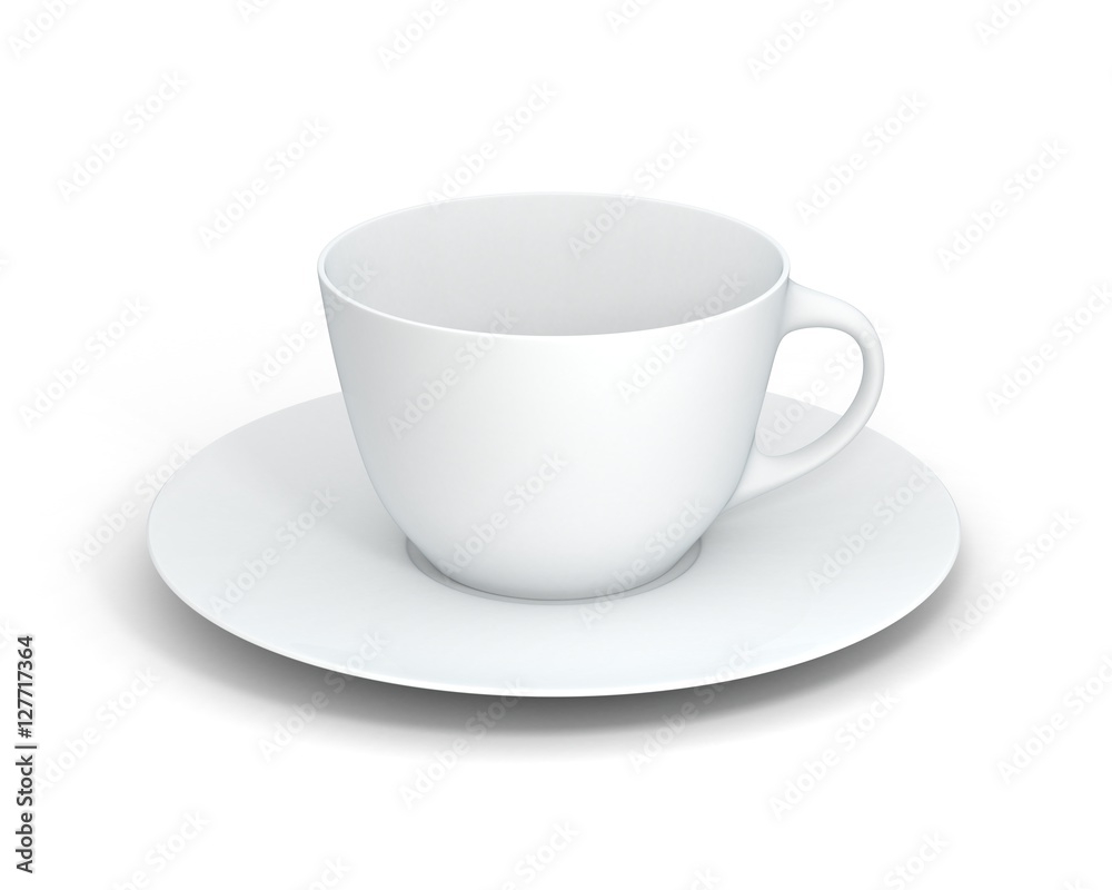 Isolated classic cup on white background. 3D Illustration.