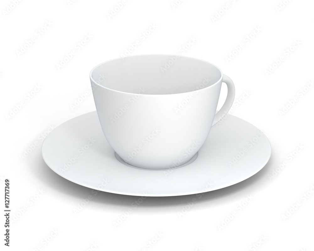 Isolated classic cup on white background. 3D Illustration.