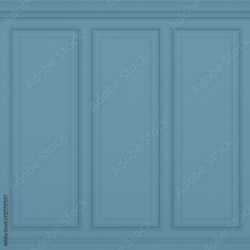 classic blue wall ,3d render 