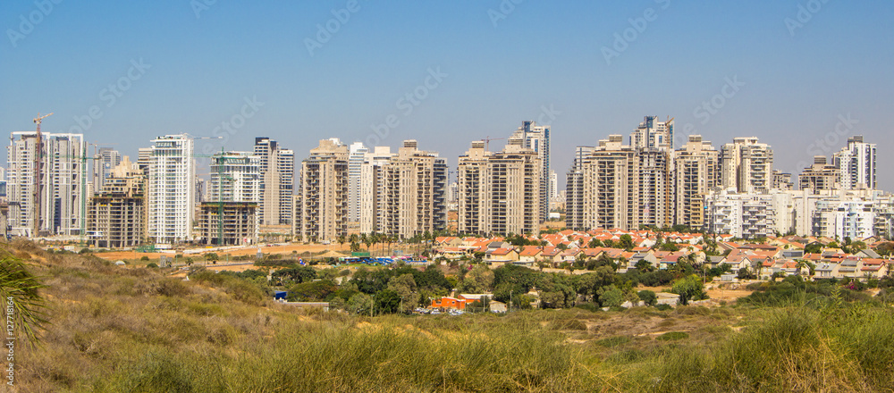 Fototapeta premium A modern city in the distance.