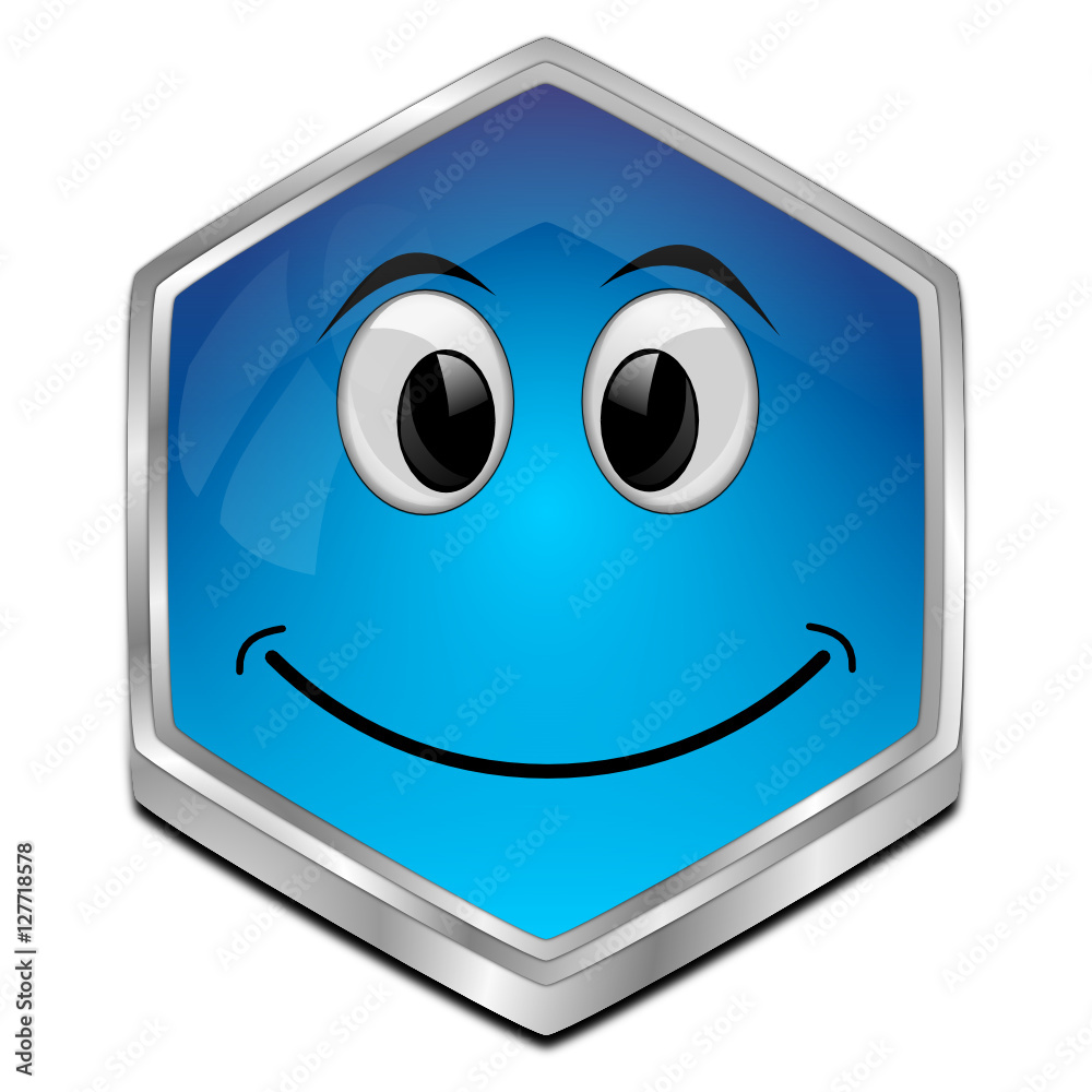 Button with smiling face - 3D illustration Button with smiling face - 3D illustration