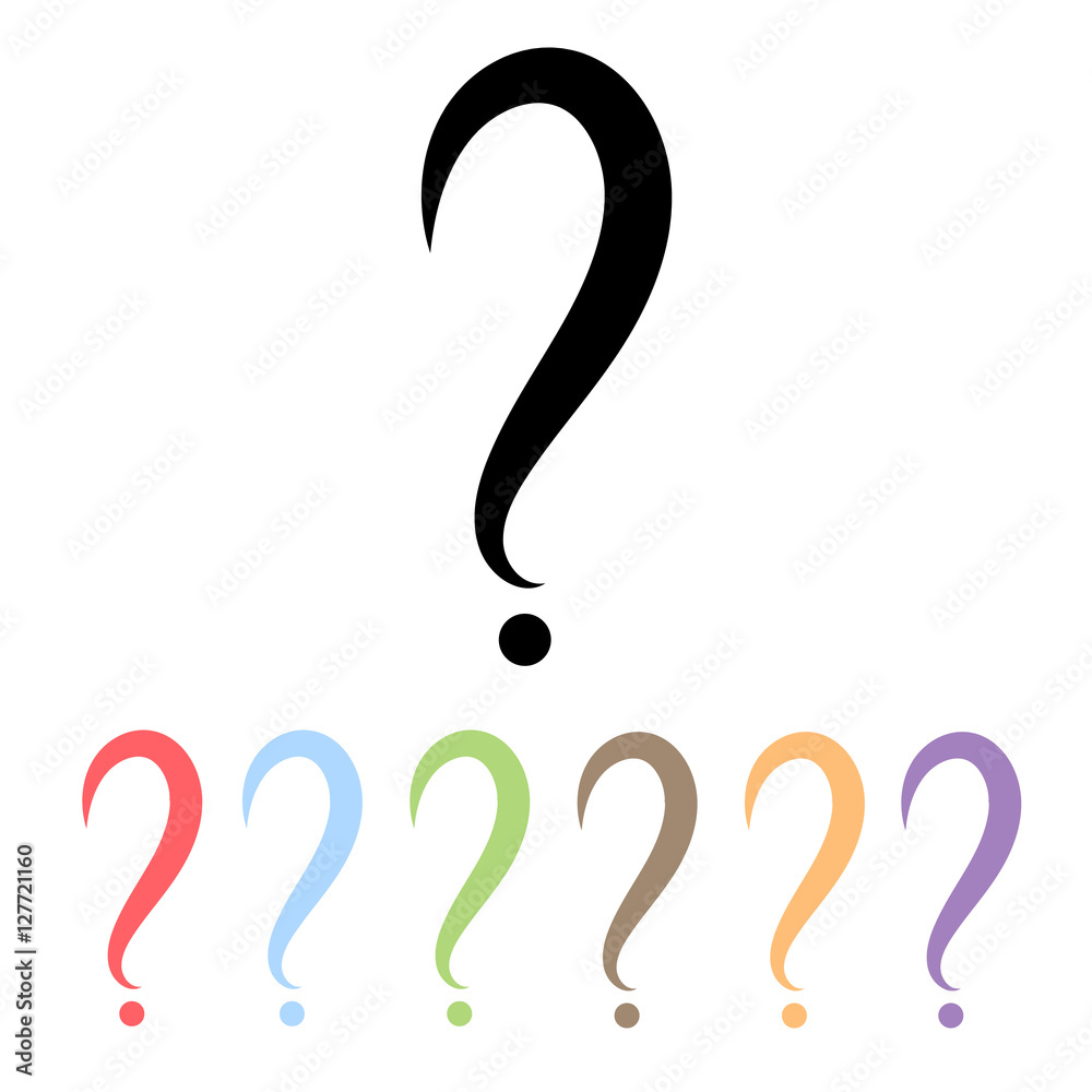 Set of black and colour question mark sign icon, vector illustration. Flat design style