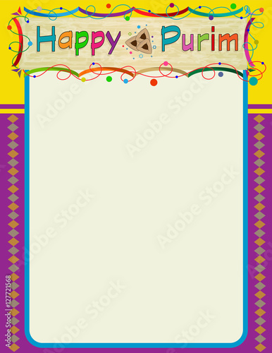 Purim Colorful Note - Happy Purim decorative blank sign. Eps10