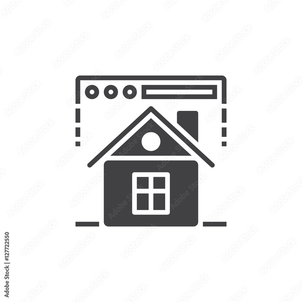Homepage symbol. web browser and home icon vector, filled flat sign, solid pictogram isolated on white, logo illustration