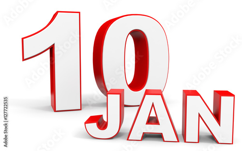 January 10. 3d text on white background.