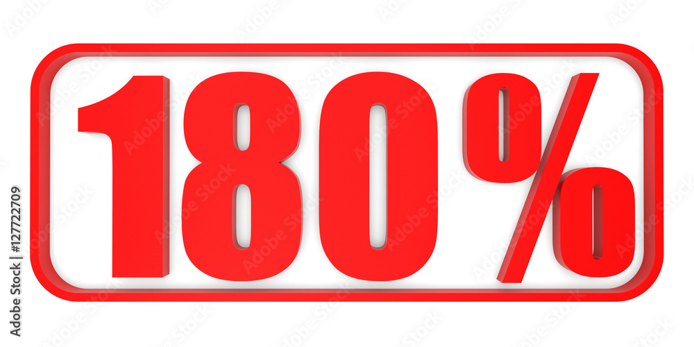 Discount 180 percent off. 3D illustration.