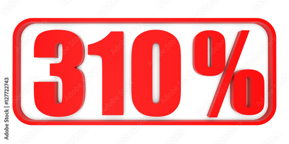 Discount 310 percent off. 3D illustration.