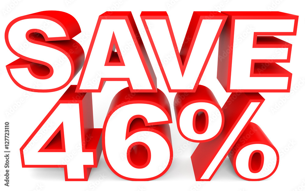 Discount 46 percent off. 3D illustration on white background. Discount 46 percent off. 3D illustration on white background.