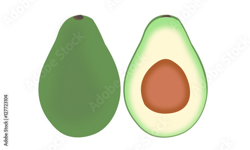Avocado Illustration, halbe Avocado, ganze Avocado 