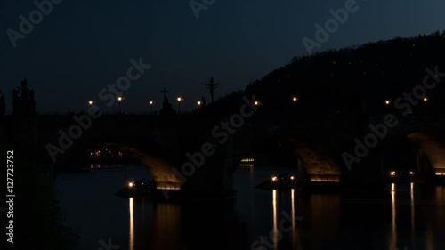 Time lapse shot of the Charles Bridge, Prague, Czech Republic photo