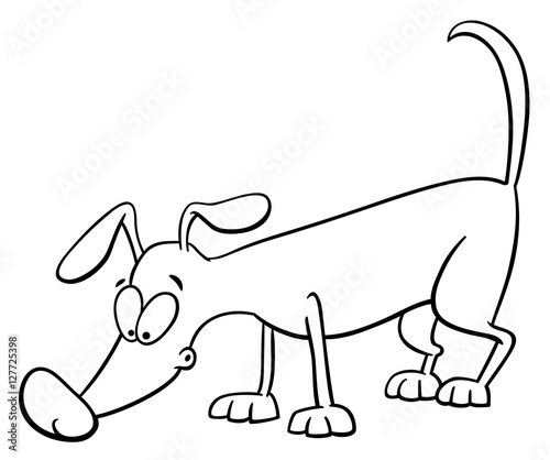 sniffing dog coloring page
