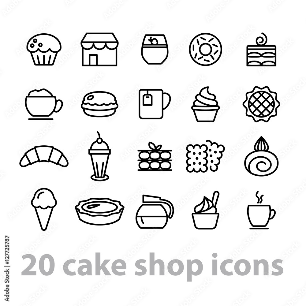 cake shop icons collection
