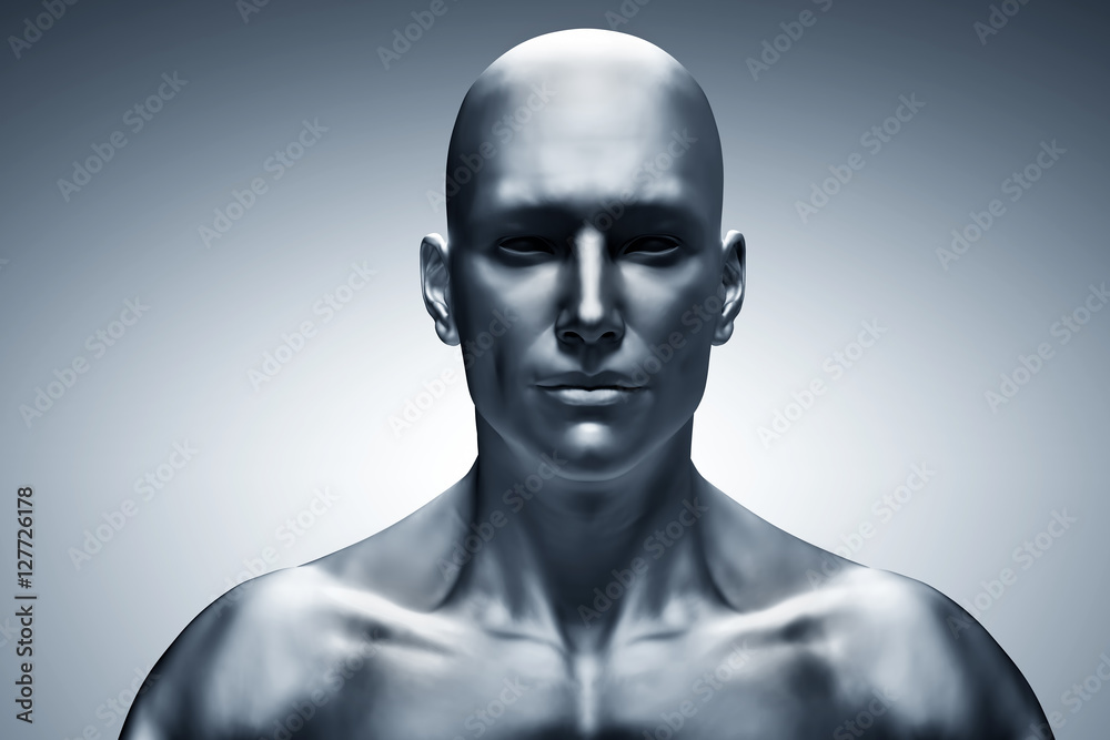 Generic human man face, front view. Futuristic #1 Photograph by