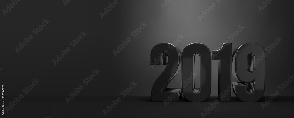 2019. new year 2019 3d render 2019. new year 2019 3d render