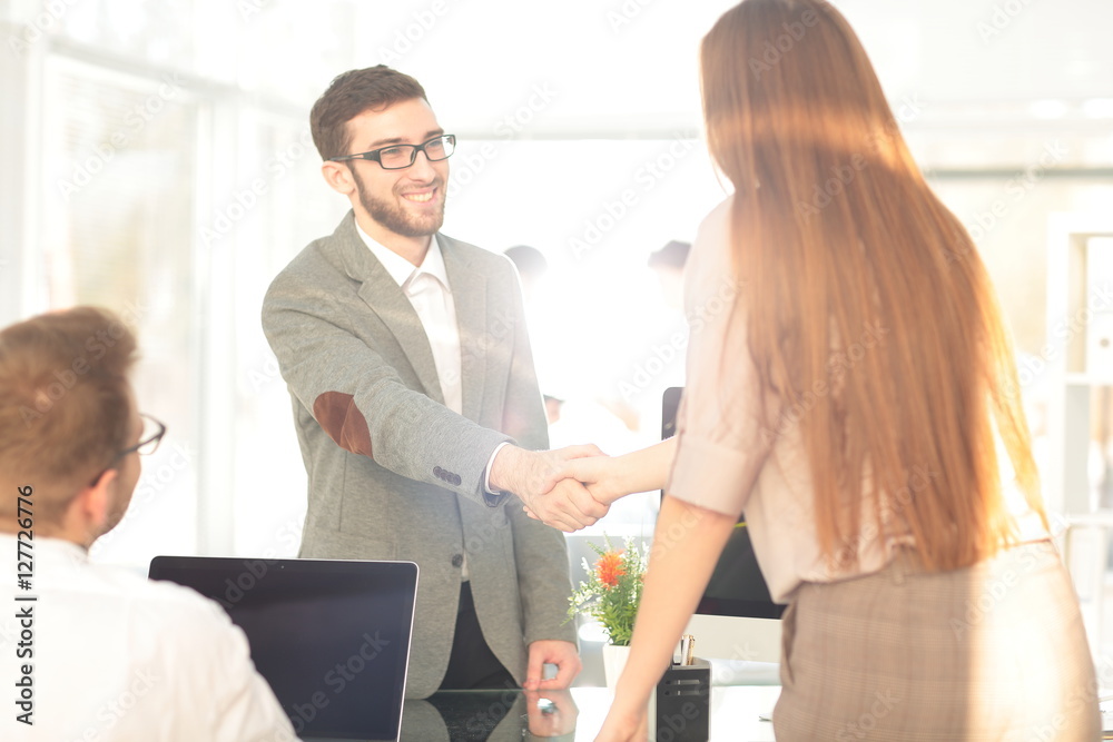 Two managers making agreement Two managers making agreement
