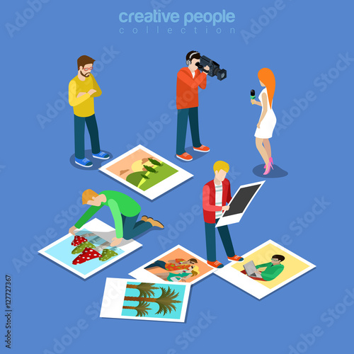 Wallpaper Mural Flat isometric reporter video camera journalist vector 3d media Torontodigital.ca